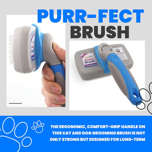 Performore Self Cleaning Pet Grooming Brush, Slicker Brush with Stainless Steel Wire Bristles for Dogs and Cats