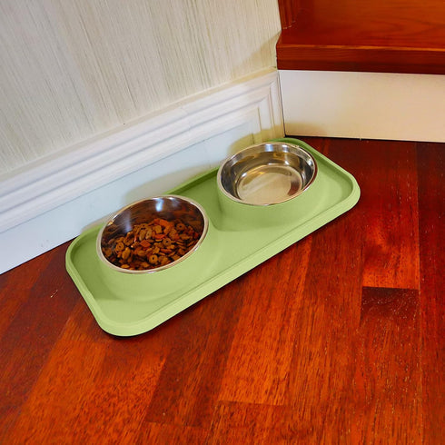 Cat Food Bowls with Non-Skid Silicone Pads, Removable Stainless Steel Dishes for Cats and Small Dogs