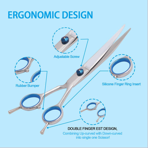 Maxshop Dog Grooming Scissors Kit, Heavy Duty Titanium Stainless Steel with Comb, Straight & Curved Scissors