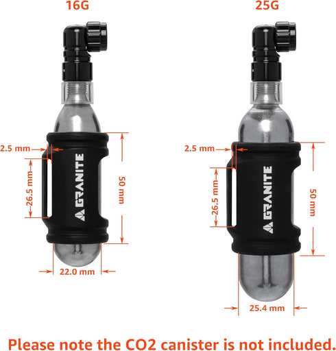 Granite Punk CO2 Tire Inflator with Silicone Sleeve, Compatible with Presta Valve Only, Lightweight for Bike Tires