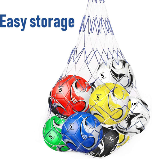 DHYLRICHER 6 Pack 5/4/3 Size Soccer Balls for Training & Matches Official Size & Weight, Includes Carry Net, Needles