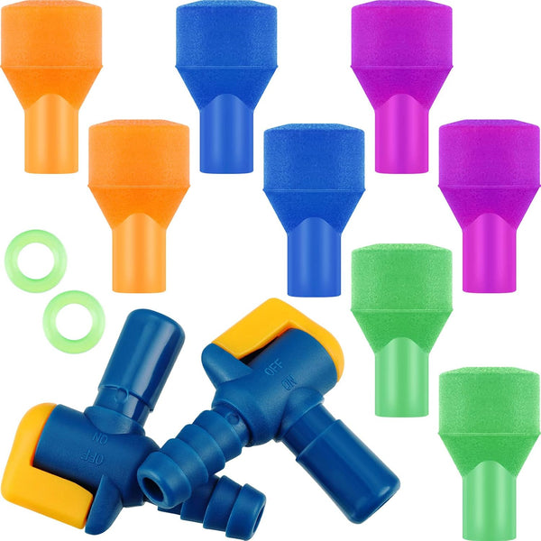 Skylety 8 Pieces Bite Valve Replacement Silicone Mouthpieces for Hydration Pack Bladder, Green, Orange, Blue, Purple