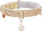 PetsHome Cat Collar, Dog Collar with Bling Rhinestones, Premium PU Leather Adjustable Collars for Medium Dogs (Gold)