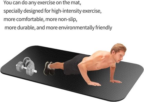 Large Exercise Mat for Home Gym, Treadmill, Bike, Cardio, Weightlifting, Non-Slip Rubber Workout Mat