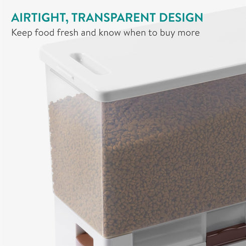 14.8QT (14L) Navaris Pet Food Container - Dry Food Storage for Cats and Dogs or Other Pets - Durable Transparent Design
