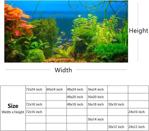 YongFoto Fish Tank Background - 72x24 inch Aquarium Background, River Bed Waterweeds Lake Aquatic Plant Backdrop