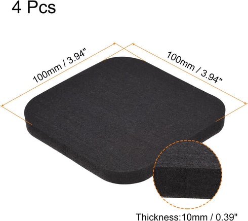 uxcell Treadmill Mat-3.9"x3.9" Exercise Equipment Mat for Floor Protection Sound Reduction, Black 4Pcs