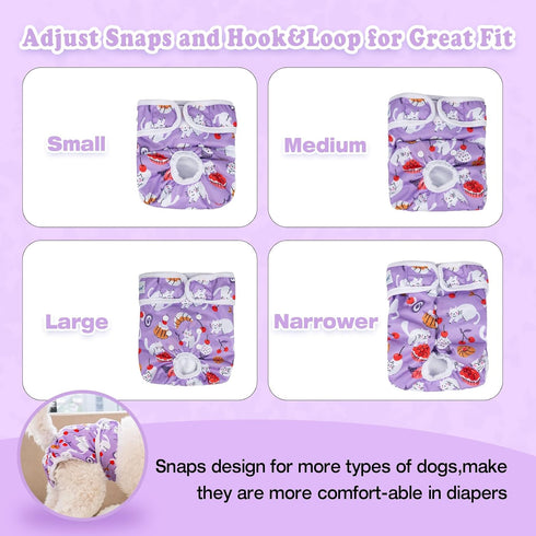 3 Pack Pet Soft Female Dog Diapers, Washable Dog Diapers Female for Dogs in Heat Reusable Dogs Period Panties, Puppy