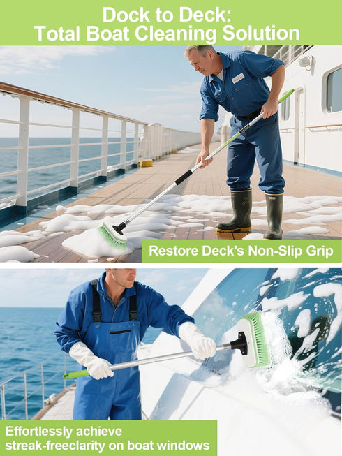 TEYOUAI 4 20" 62" 9.5" 4.7"x3.5" Boat Brush Telescoping Handle Section Marine Scrub Extendable to Metal Connector Deck