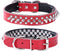 Adjustable Spiked Studded Genuine Leather Dog Collars for Medium Pets Like Pit Bull, Bulldog, Pugs, Husky (Red, M)
