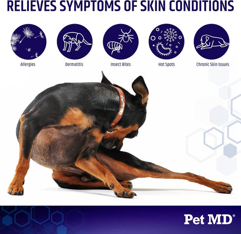 Pet MD Hydrocortisone Spray for Dogs, Cats, Horses - 4 oz Itch Relief Spray & Hot Spot Treatment for Irritated Dry