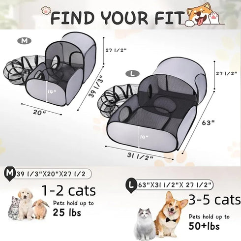 Tailtastic Pet Playpen with Surround Tunnel, Outdoor/Indoor Cat Playpen with Breathable Soft SidesTailtastic Cat