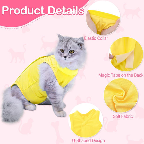 Cat Recovery Suit for Abdominal Wounds, Breathable Onesie for Cats After Surgery, Anti Licking E-Collar Alternative