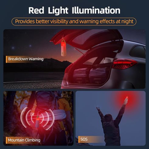 LED Camping Lantern by Dawnrise, Up to 350 Hours Rechargeable Light, 4 Modes Outdoor Flashlight Lantern with Red Light,
