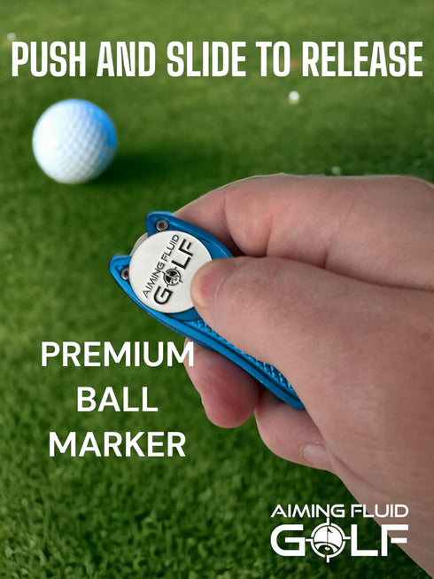 Premium 5-in-1 Golf Divot Repair Tool and Ball Marker, Club Tee, Putting Alignment, Switchblade Design Gift