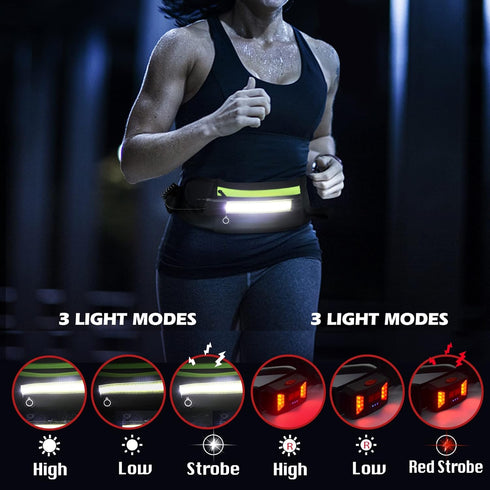 1000Lumens 230Rechargeable Running Light, Running Belt Running Gear with Night Running Light for Phone Waist Bag Light