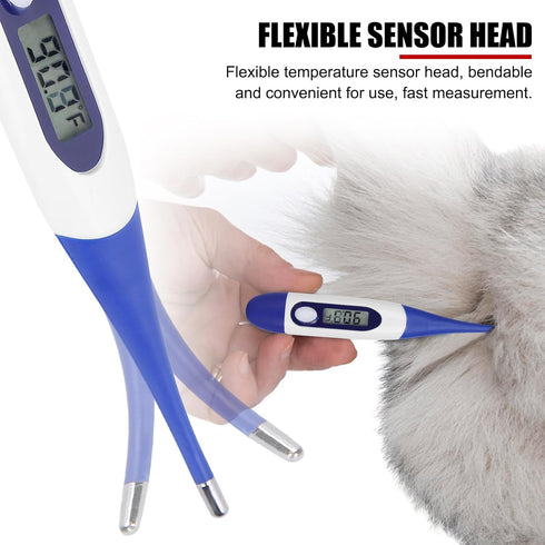 Livestock Pet Thermometer with LED Display Memory Function,Fast Digital Veterinary Thermometer,Flexible Probe