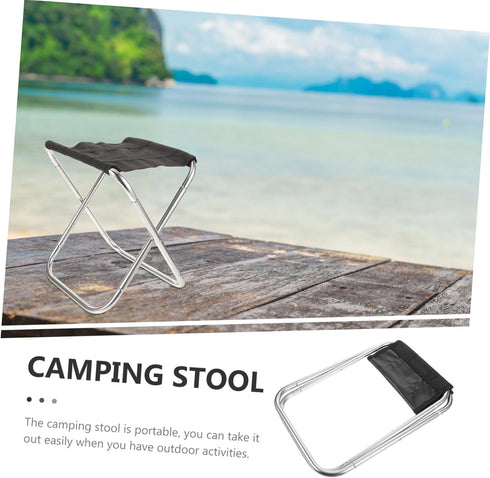 STOBAZA Portable Lightweight Aluminum Folding Stool Ergonomic Compact Bench with Storage Bag for Camping Fishing