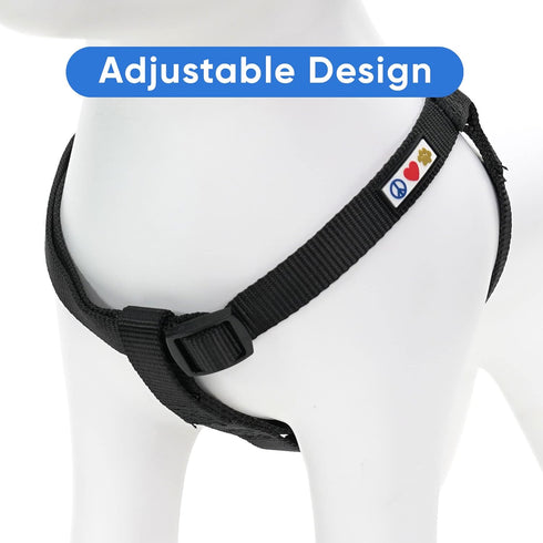 Pawtitas Solid Color Step-in Dog Harness or Vest, Dog Training Walking Harness for Medium Dogs, Black Dog Harness