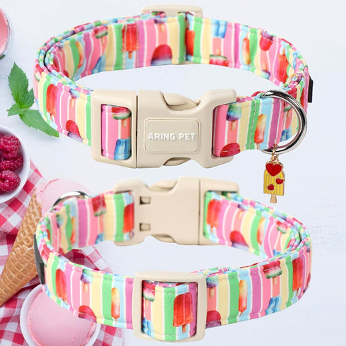 ARING PET Summer Dog Collar, Cute Popsicle Adjustable Multicolor Ice Cream Collar for Small Medium Large Dogs