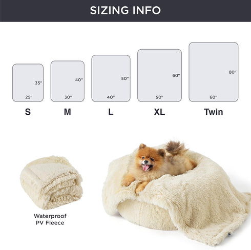 Bedsure Waterproof Dog Blankets for Medium Dogs, Calming Cat Blanket, Washable Faux Fur Throw Blanket (30"x40", Cream)