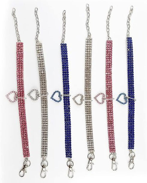Adjustable Rhinestone Pet Collar, Sparkling 3 Rows Crystal Diamond Dog Collars for Small Medium Large Pets, C-Pink, L