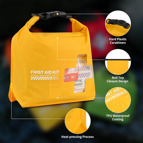 RHINO RESCUE Waterproof First Aid Kit, Lightweight Dry Bag for Emergency Survival Supplies, Orange