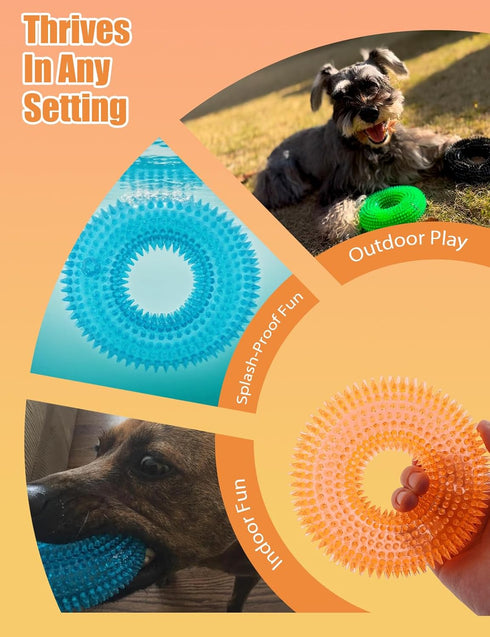 Aduck Dog Squeaky Chew Toys for Aggressive Chewers, Non-Toxic Soft Natural Rubber, Cute Crystal Ring Design - 4.92