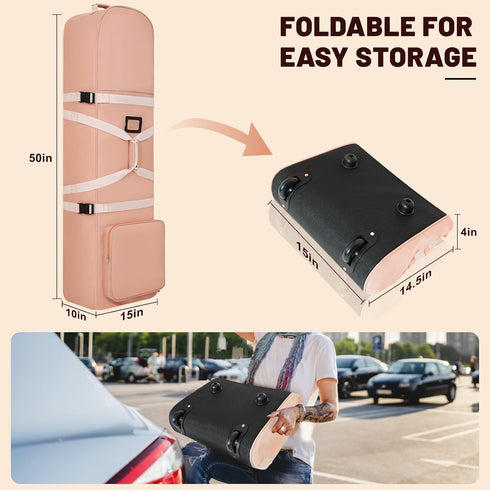 Padded Golf Travel Bags with Wheels, Soft Sided, Foldable, 900D Heavy Duty Oxford, Golf Club Protection for Airlines