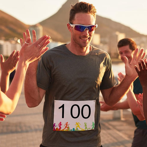 6 7.5 Inch XunYee Running Bib Competitor Numbers with Safety Pins for Marathon Sports Competition Event Race Bibs Tear