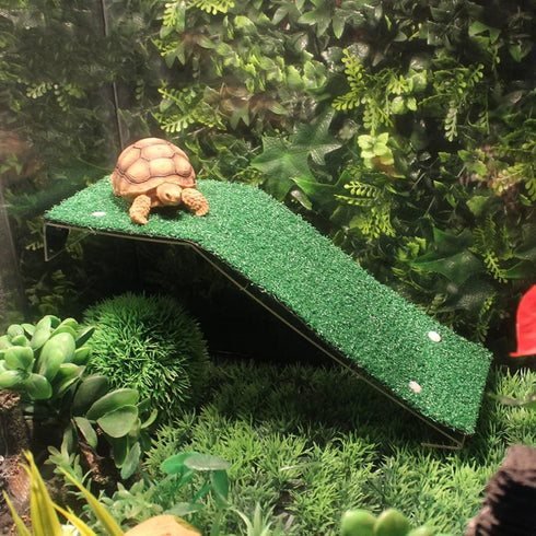 Turtle Basking Platform, Tortoise Ramp Reptile Tank Ladder Resting Terrace for Fish Tank Aquarium (14" X 4.7" X 4")