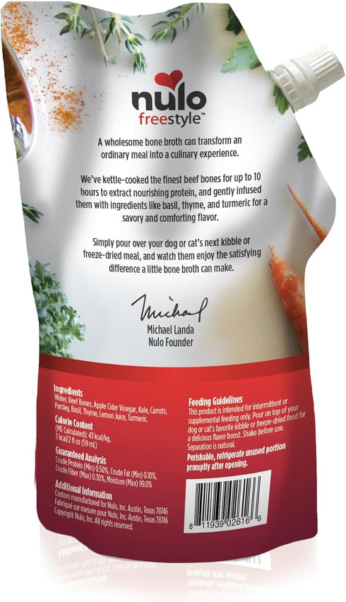 Nulo Freestyle Bone Broth, Premium Food Topper for Cats & Dogs, 20 Fl Oz (Pack of 3) with Collagen & Chondroitin