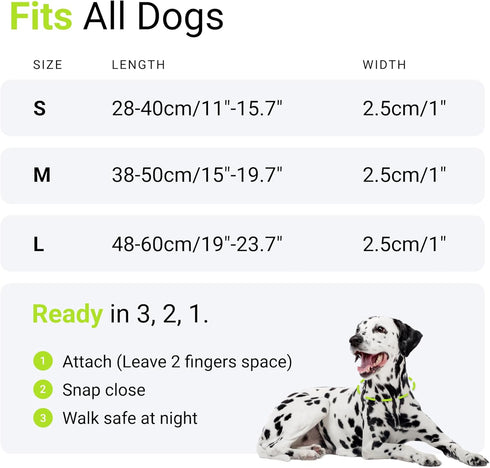 Tractive LED Light Up Dog Collar, USB Rechargeable Waterproof for Large Dogs (Green)