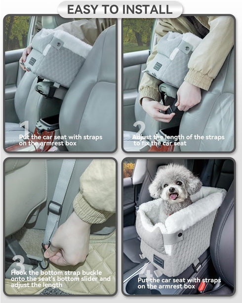 8 Lbs PETSFIT Dog Car Seats for Small Dogs with Safe Protection Hooks, Small Dog Car Seat with Upgraded Safety Tethers