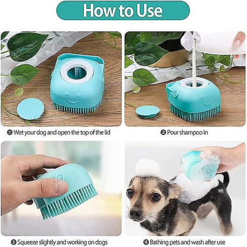 2PCS Dog Bath Brush Set, Adjustable Ring Handle Grooming Brush for Short & Long Hair