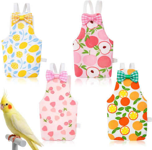 HekouJiub 4Pcs Bird Diaper - Cute Pet Bird Diaper with Waterproof Inner, Reusable