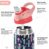 Wfrish 12 oz Cactus Flower Kids Water Bottle with Straw Lid Insulated Stainless Steel Travel Tumbler BPA-Free Pink