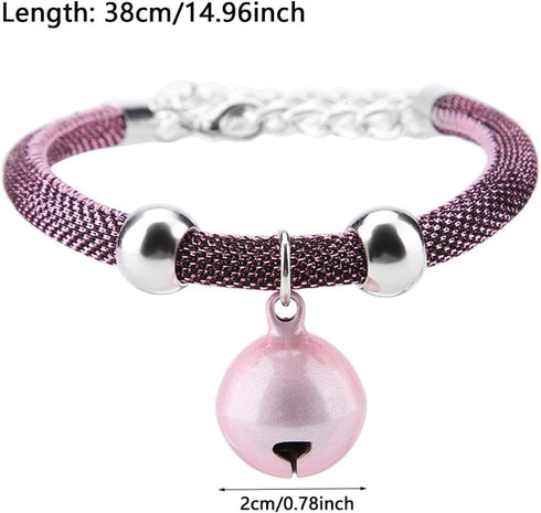 Adjustable Nylon Cat Collar with Bell, Safety Collar for Cats (Pink)