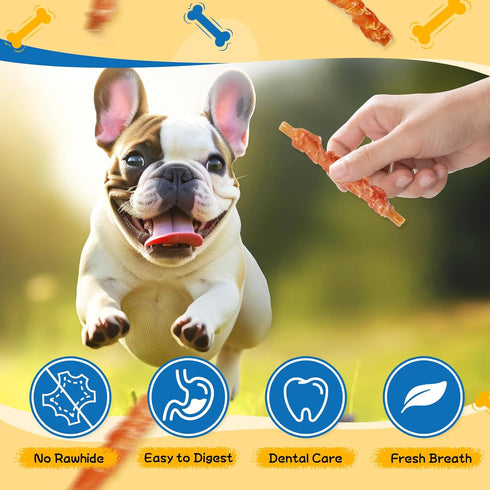 Gazeupon Dog Dental Treats, Chicken Wrapped Peanut Butter Sticks, Healthy Training Snacks for Dogs, Easy to Digest