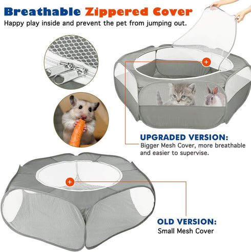 VavoPaw Small Animals Playpen, Waterproof Breathable Indoor Pet Cage Tent with Zipper Cover, Portable Outdoor Exercise