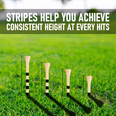 Golf Tees, 100 Pack of 3 1/4 Inch Professional Natural Bamboo Tees, Durable & Stable System