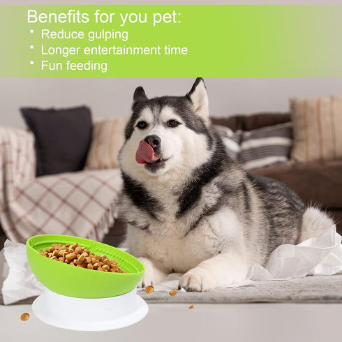 Silicone Dog Bowl, Detachable Slanted Dog Lick Bowl, Slow Feeder Puzzle for Anxiety, Calming, and Boredom
