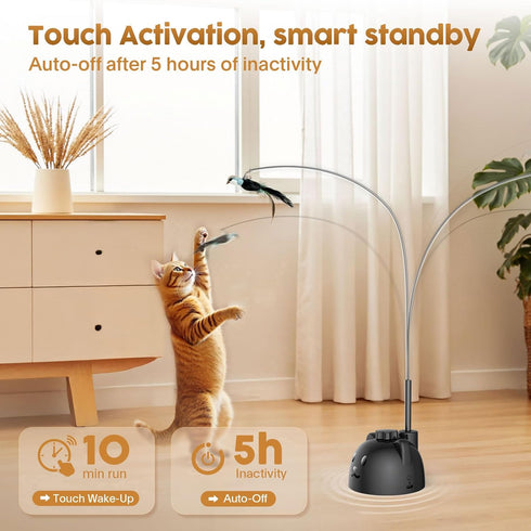 Catpick joy 360 8cm Interactive Cat Toys for Indoor Cats: Upgraded Automatic Spin Flying Bird Feather Wand