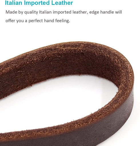 FAIRWIN Leather Short Dog Leash - 16" Short Traffic Lead for Large Dogs Training and Walking (3/4" x 16", Brown)