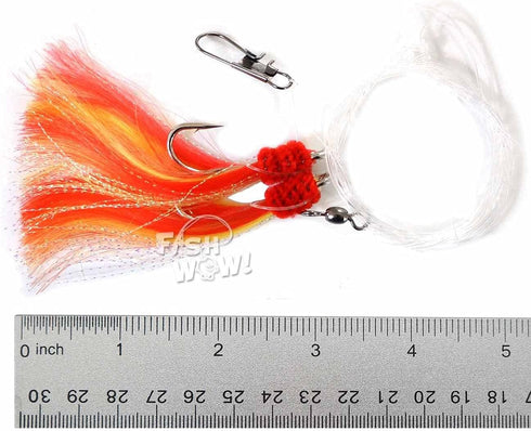 20 Packs 5/0 Fishing Shrimp Flying Rig Hook - Red Yellow White