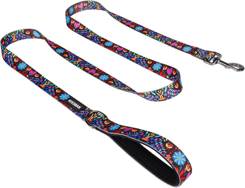 KISSBAK Dog Leash for Large Dogs, Comfortable Padded Handles, Premium Floral Sunflower Training Leash (Floral Purple, 1