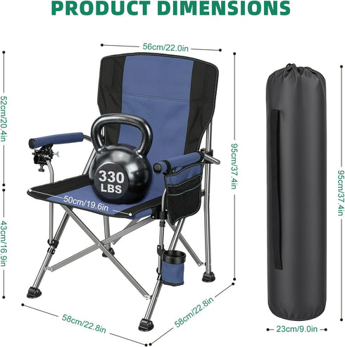 UDIYO 150Kg New Folding Fishing Chair with Rod Holder, Heavy Duty All Terrain Chair with Side Pocket, Cup Holder