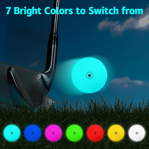 THIODOON Glow in The Dark Golf Balls - Light Activated LED Golf Balls, 7 Colors, 6 Pack for Night Golfing