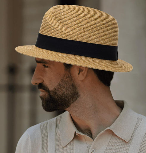 Straw Fedora Sun Hats for Women & Men, Summer Short Brim Roll Up Trilby Hat, Packable Panama Jazz Hat