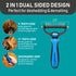 Maxpower Planet Pet Grooming Brush and 2X Grooming Gloves Combo - Double Sided Dematting, Deshedding Undercoat Rake for Dogs - Cat Brush, Dog Brush Shedding, Pet Brush - Reduce Shedding Easily - Blue